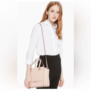 Kate Spade Small Pink Laurel Way Jeweled Saffiano Leather Tote Satchel